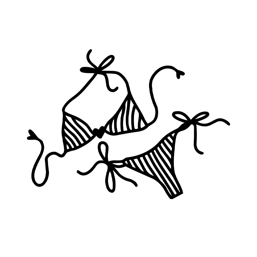 Illustration gestreifter Bikini outline